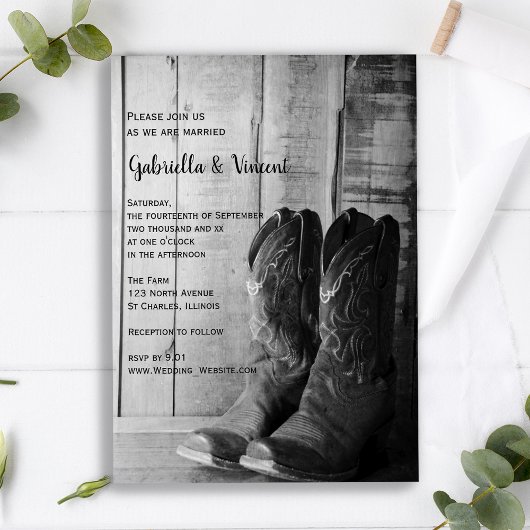 Rustikale Cowboy Boots Country Western Hochzeit Einladung