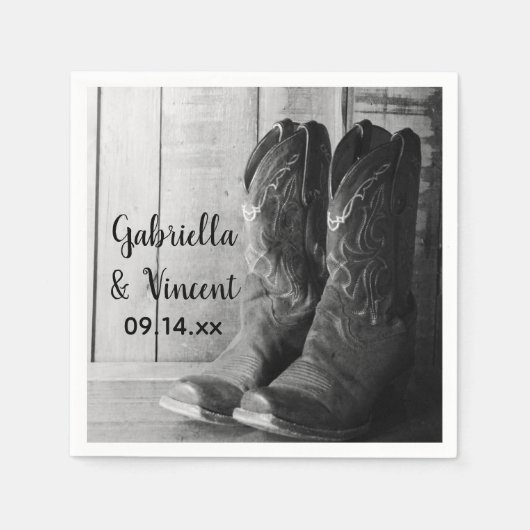 Rustikale Cowboy Boots Country Western Hochzeit Serviette (Vorderseite)