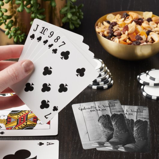 Rustikale Cowboy Boots Country Western Hochzeit Spielkarten (In Situ)