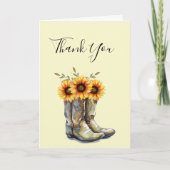 Rustikale Cowboy Boots mit Sonnenblumen Danke Karte (Vorderseite)