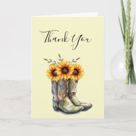 Rustikale Cowboy Boots mit Sonnenblumen Danke Karte