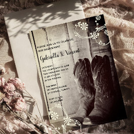 Rustikale Cowboy Boots Ranch Floral Engagement Par Einladung