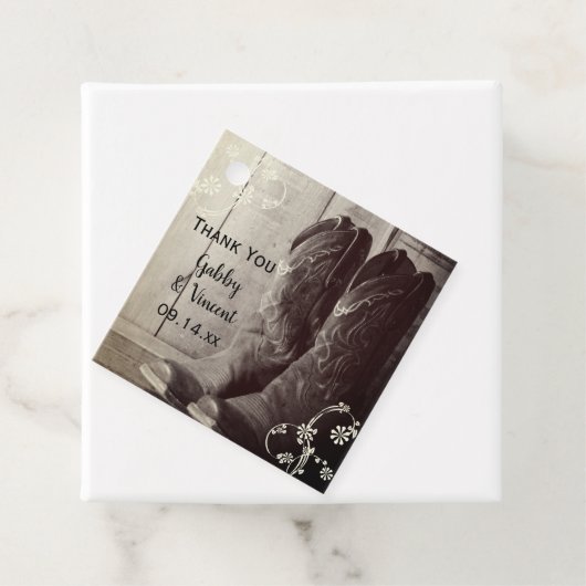 Rustikale Cowboy Boots Western Blumenhochzeit Geschenkanhänger (Beispiel)