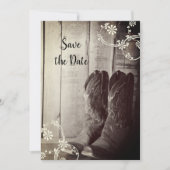 Rustikale Cowboy Boots Western Hochzeit retten das Einladung (Vorderseite)