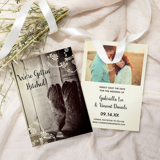 Rustikale Cowboy Boots Western Hochzeit retten das Einladung