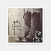 Rustikale Cowboy Boots Western Hochzeit Serviette (Vorderseite)