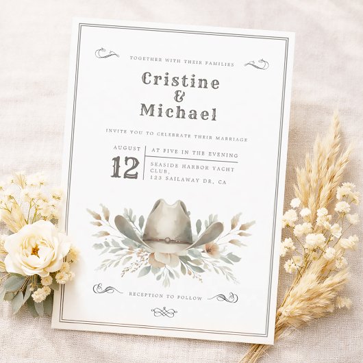 Rustikale Cowboy-Hochzeit Einladung