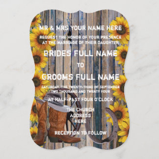 Rustikale Cowboy-Hochzeit im Landhausstil Einladung