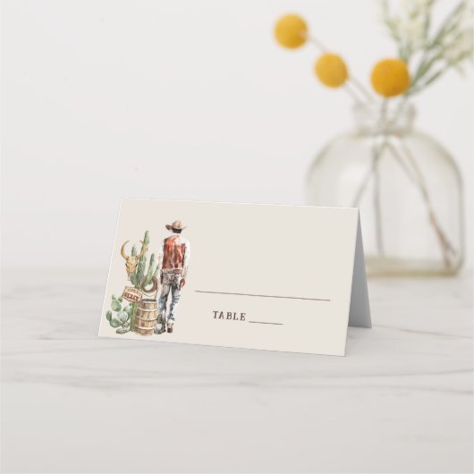 Rustikale Cowboy-Hochzeit im Western Platzkarte (Vorderseite)