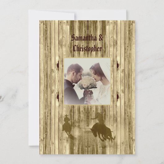 Rustikale Cowboy Hochzeitsreise Foto Einladung (Rückseite)