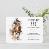 Rustikale Cowboy Horse Country Vatertag GRILLEN Einladung (Stehend Vorderseite)