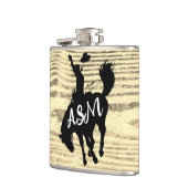 Rustikale Cowboy Rodeo Silhouette Beige Flask Flachmann (Links)