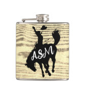 Rustikale Cowboy Rodeo Silhouette Beige Flask Flachmann (Vorderseite)