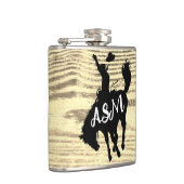 Rustikale Cowboy Rodeo Silhouette Beige Flask Flachmann (Rechts)
