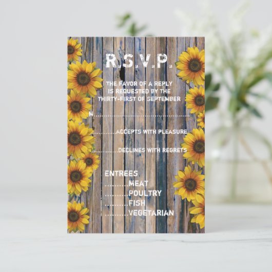Rustikale Cowboy-Sonnenblume Land Blüte R.S.V.P RSVP Karte (Stehend Vorderseite)