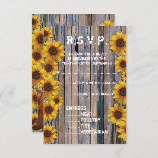 Rustikale Cowboy-Sonnenblume Land Blüte R.S.V.P RSVP Karte (Vorne/Hinten)