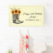 Rustikale Cowboy Stiefel mit Sonnenblumen Geburtst Banner (Insitu)