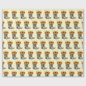 Rustikale Cowboy Stiefel mit Sonnenblumenmuster Geschenkpapier (Flach)