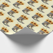 Rustikale Cowboy Stiefel mit Sonnenblumenmuster Geschenkpapier (Ecke)