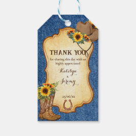 Rustikale Cowboy Stiefel und Hut Sonnenblumen deni Geschenkanhänger