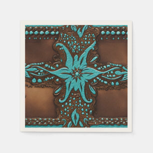 Rustikale Cowboy Türkis Braune Country Western Par Serviette