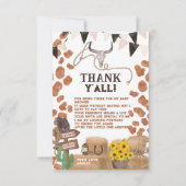 Rustikale Cowboy Western Brause Babydusche Dankeskarte (Vorderseite)