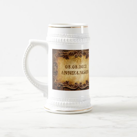 Rustikale Cowboy-Western-Hochzeit Bierglas (Links)