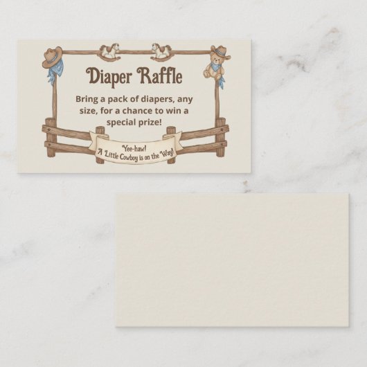 Rustikale Cowboy-Windeln-Raffelkarte Begleitkarte (Vorne/Hinten)