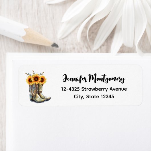 Rustikale Cowboystiefel mit Sonnenblumen (Insitu)