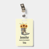 Rustikale Cowboystiefel mit Sonnenblumen Ausweis (Rückseite mit Clip)