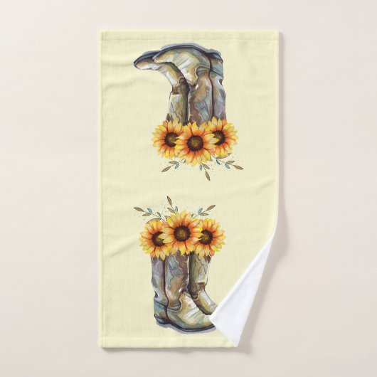 Rustikale Cowboystiefel mit Sonnenblumen Badhandtuch Set (Handtuch)