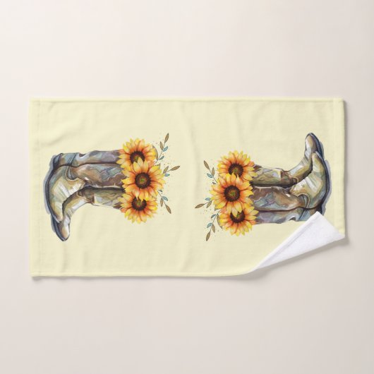 Rustikale Cowboystiefel mit Sonnenblumen Badhandtuch Set (Handtuch)