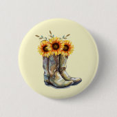 Rustikale Cowboystiefel mit Sonnenblumen Button (Vorderseite)