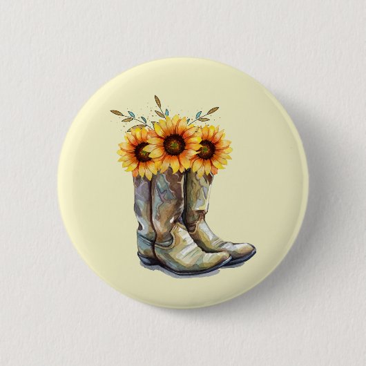 Rustikale Cowboystiefel mit Sonnenblumen Button (Vorderseite)