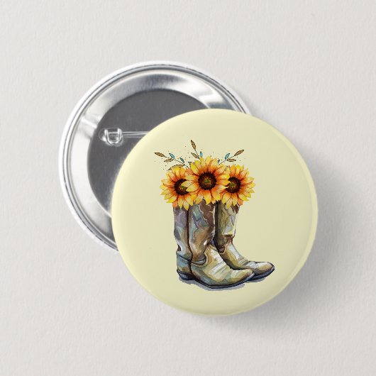 Rustikale Cowboystiefel mit Sonnenblumen Button (Vorne & Hinten)
