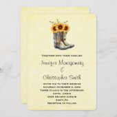 Rustikale Cowboystiefel mit Sonnenblumen Einladung (Vorne/Hinten)