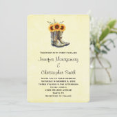 Rustikale Cowboystiefel mit Sonnenblumen Einladung (Stehend Vorderseite)