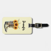 Rustikale Cowboystiefel mit Sonnenblumen Gepäckanhänger (Vorderseite horizontal)