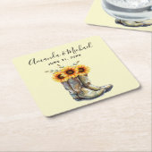 Rustikale Cowboystiefel mit Sonnenblumen Hochzeit Rechteckiger Pappuntersetzer (angewinkelt)