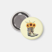 Rustikale Cowboystiefel mit Sonnenblumen Magnet (Vorderseite/Rückseite)