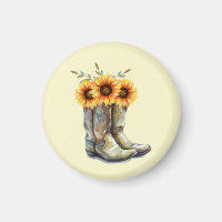 Rustikale Cowboystiefel mit Sonnenblumen
