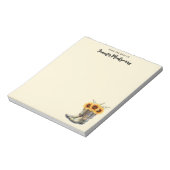 Rustikale Cowboystiefel mit Sonnenblumen Notizblock (Rotiert)