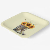 Rustikale Cowboystiefel mit Sonnenblumen Pappteller (Gewinkelt)