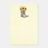 Rustikale Cowboystiefel mit Sonnenblumen Post-it Klebezettel (Vorderseite)