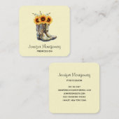 Rustikale Cowboystiefel mit Sonnenblumen Quadratische Visitenkarte (Vorne/Hinten)