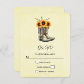 Rustikale Cowboystiefel mit Sonnenblumen RSVP Karte (Vorne/Hinten)