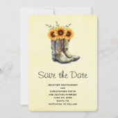Rustikale Cowboystiefel mit Sonnenblumen Save the  Date (Vorderseite)