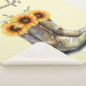 Rustikale Cowboystiefel mit Sonnenblumen Sherpadecke (3/4)