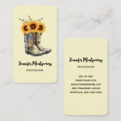 Rustikale Cowboystiefel mit Sonnenblumen Visitenkarte (Vorne/Hinten)