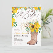 Rustikale Cowboystiefel orangefarbene Blütendusche Einladung (Stehend Vorderseite)